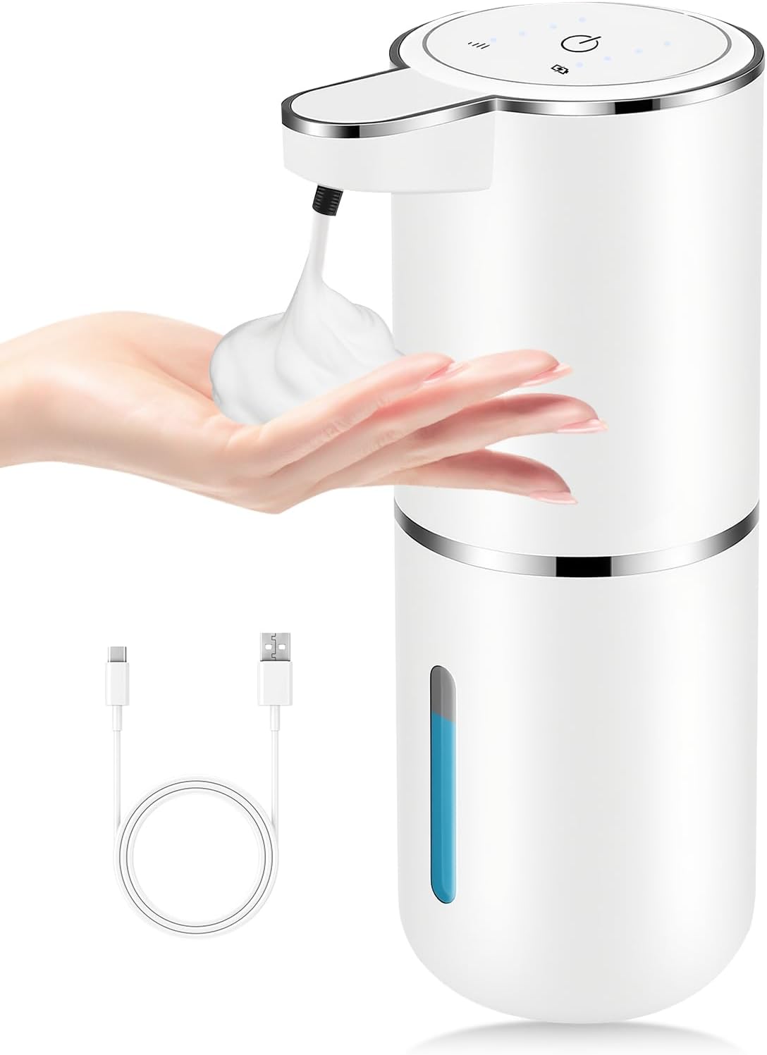 2 Pack Automatic Soap Dispensers,12.8oz/380ml USB Touchless Automatic Foaming Soap Dispenser,Rechargeabled Wall Mounted Smart Soap Dispenser for Bathroom Kitchen Dish Soap