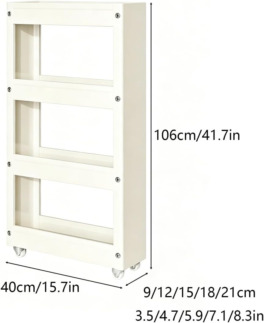 Slim Storage Cart with Multi-Width Options, Carbon Steel Rolling Utility Cart, Narrow Gap Organizer for Kitchen Next to Fridge, Bathroom, Laundry Room(Gray 6-Tier 5.9" W x 66.9" H) - Colors A