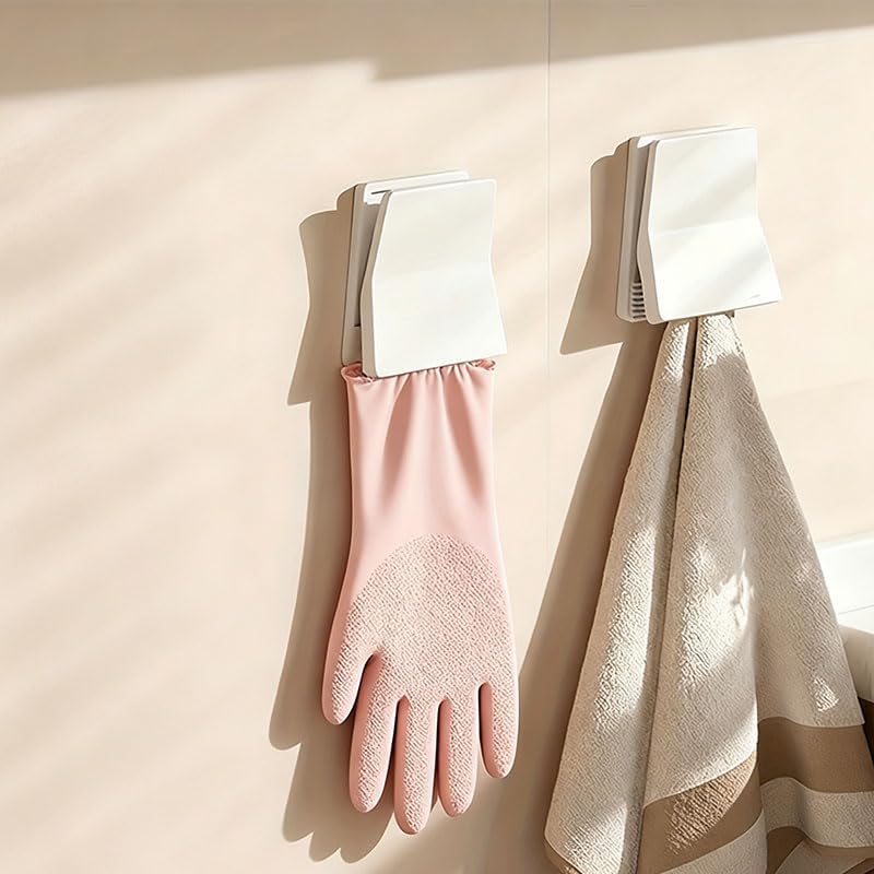 2 Pack Wall Mounted Plastic Glove Organizer, Space Saving Household Hanger Holder for Kitchen, Bathroom, Laundry, Towels - Black, Multi-Function Rack for Cleaning Gloves, Sponges, Small Accessories