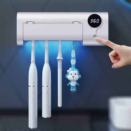 MIMORE Toothbrush Holder, 5 Toothbrush Slots & Timer Function, Cordless Wall Mounted Toothbrush Holders for Bathrooms