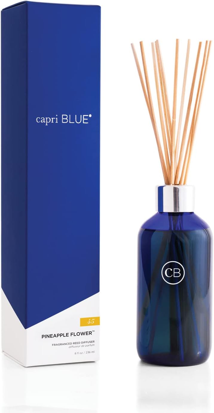 Capri Blue Volcano Reed Diffuser Set - Includes Reeds, Fragrance Oil, and Glass Bottle - Luxury Scented Reed Diffusers for Home Decor - Room Fresheners - White (8 fl oz)