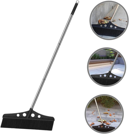 Wide Outdoor Broom Heavy Duty Stainless Steel Lawn Sweeper with Handle for Efficient Cleaning of Patios Decks Gardens and