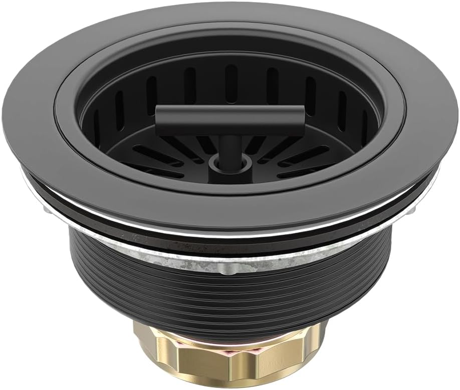 KONE 3-1/2 Inch Kitchen Sink Drain Strainer Assembly Made by All Stainless Steel with Strainer Basket/Drain Stopper, Replacement for Standard Commercial Drains