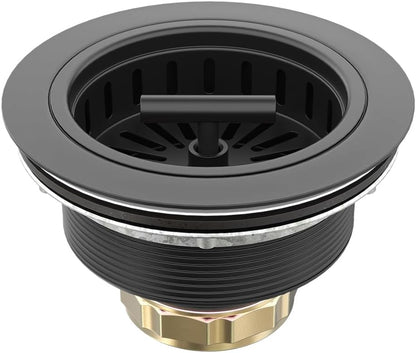 KONE 3-1/2 Inch Kitchen Sink Drain Strainer Assembly Made by All Stainless Steel with Strainer Basket/Drain Stopper, Replacement for Standard Commercial Drains