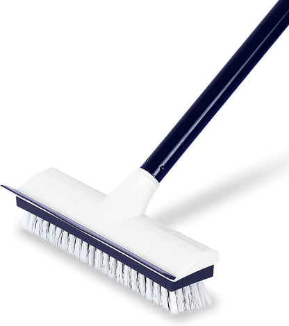 BOOMJOY Floor Scrub Brush with 57" Long Handle, 12" Wide Head, 2 in 1 Scrape and Brush, Stiff Bristle for Cleaning Bathroom, Patio, Kitchen, Tile, Wall and Deck