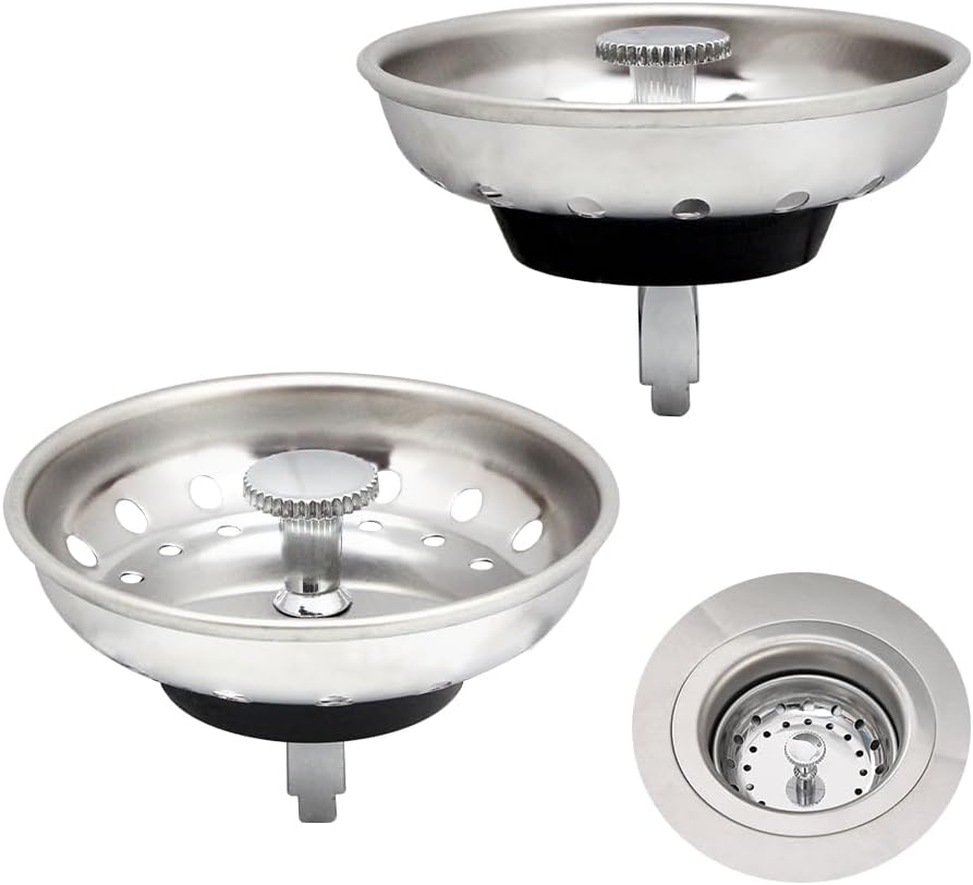 ZM Kitchen Sink Stainless Steel Basket Strainer with Drain Assembly, 3-1/2 Inch Sink Drain Stopper Plug