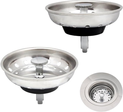 ZM Kitchen Sink Stainless Steel Basket Strainer with Drain Assembly, 3-1/2 Inch Sink Drain Stopper Plug