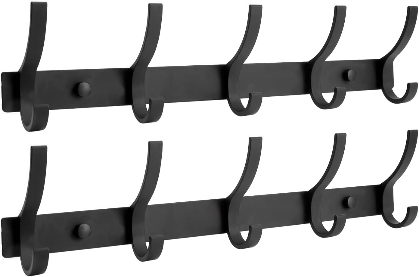 Optish Coat Rack Wall Mount, Wall Hooks for Hanging, Entry Coat Hooks Coat Hanger, Hat Rack Holder for Wall, Key Holder Purse Racks, Towel Rack for Bathrooms (2 Pack, Black)