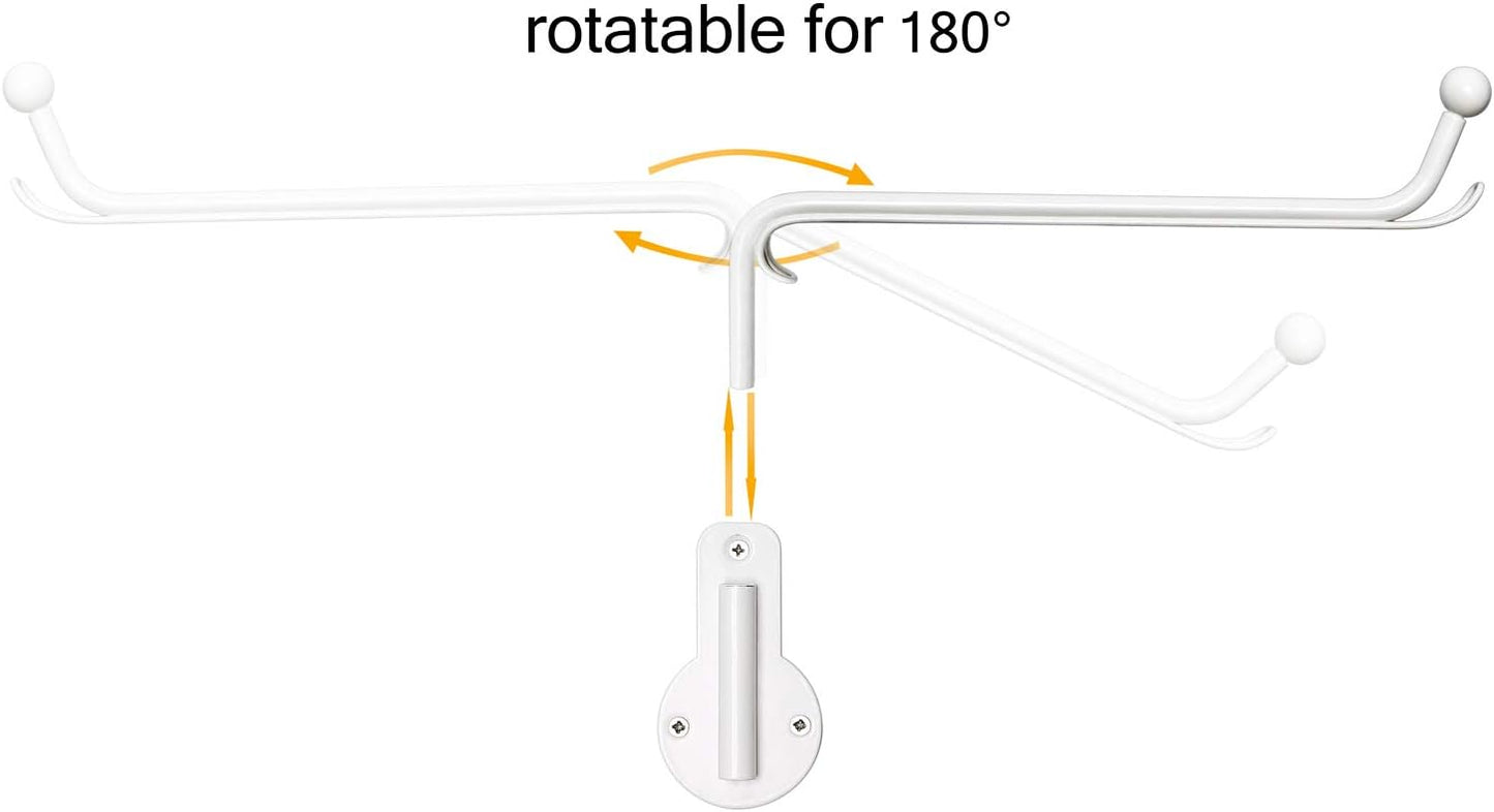 Mkono Wall Mounted Drying Rack Laundry Clothes Hanger with Swing Arm Space Saving Metal Hanging Valet Rod for Laundry Closet Organizer Bathroom Bedroom, 2 Pack, Black