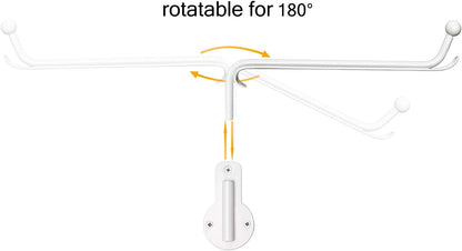 Mkono Wall Mounted Drying Rack Laundry Clothes Hanger with Swing Arm Space Saving Metal Hanging Valet Rod for Laundry Closet Organizer Bathroom Bedroom, 2 Pack, Black