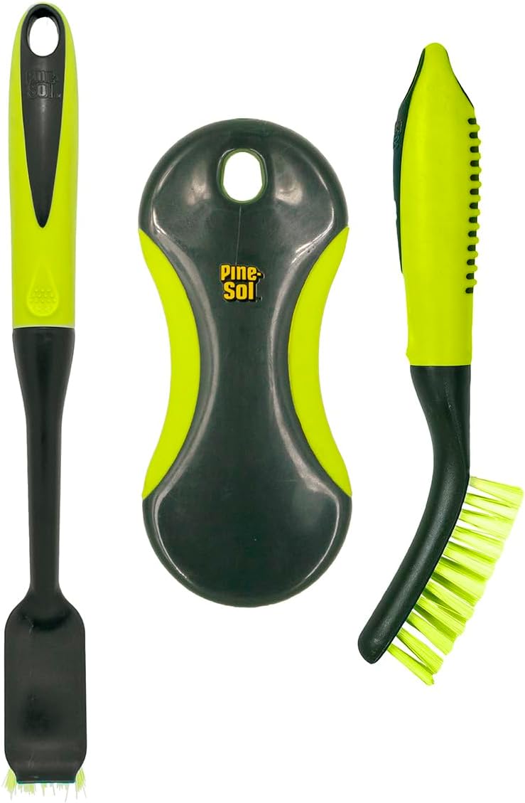 Pine-Sol Scrub Brush Set - Long Handle Cleaning Brushes with Heavy Duty Bristles and Comfort Grip - Scrubbers for Kitchen, Household, and Dishwashing, 2 Pieces