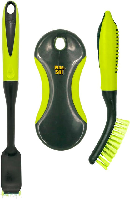 Pine-Sol Scrub Brush Set - Long Handle Cleaning Brushes with Heavy Duty Bristles and Comfort Grip - Scrubbers for Kitchen, Household, and Dishwashing, 2 Pieces