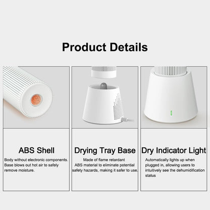 Reusable Cordless Gun Safe Mini Dehumidifier, Rechargeable with Heating Base, Quiet Small Portable Drier Stick for Space Room Bathroom Closet Car RV Boat Cabinet TOP-X-White 2+1