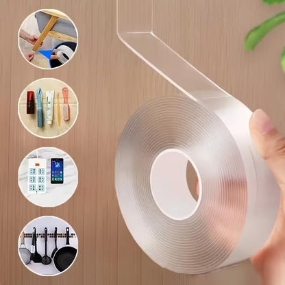 1Pc Reusable Washable Double-Sided Nano Tape - Invisible Strong Hold Multipurpose Bonding Solution for Home Organization, Kitchen & Bath, Christmas Decorations, Halloween Props