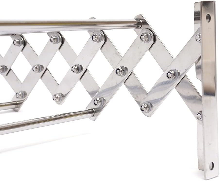Wall Mounted Folding Bathroom Shelf Drying Rack Telescopic Towel Rack Stainless Steel Multifunctional Shelf 42~80cm Adjustable