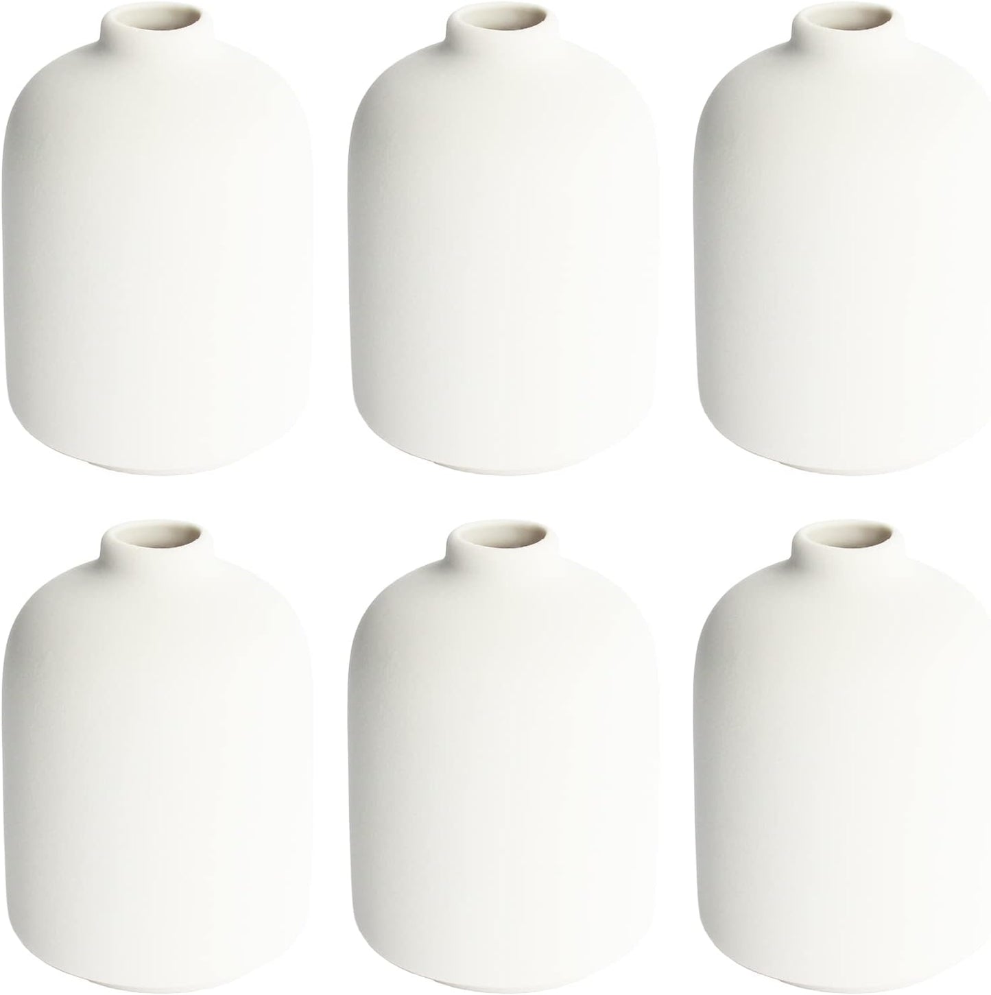 YANLING 6 Pack White Vase Small Ceramic Vases for Decor, Bud Vases | for Centerpieces White Vases for Flowers Boho Home Decor, Pampas Grass Dried Flowers Vases