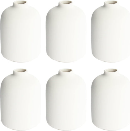YANLING 6 Pack White Vase Small Ceramic Vases for Decor, Bud Vases | for Centerpieces White Vases for Flowers Boho Home Decor, Pampas Grass Dried Flowers Vases