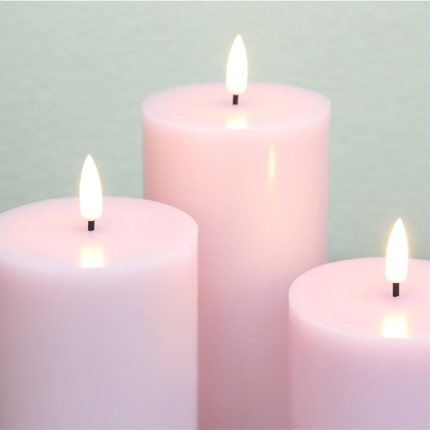 Black Flameless Pillar Candles with Remote, Flickering LED Wax Candles Battery Operated Set of 3