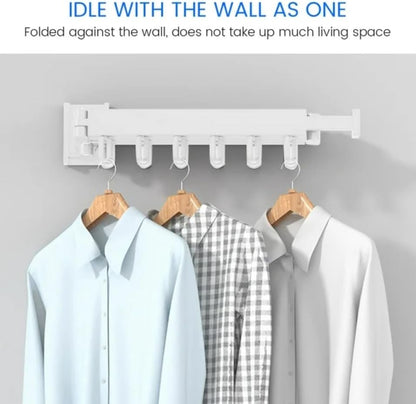 Clothes Drying Rack Wall Mounted Retractable, Aluminum Collapsible Laundry Organizer, Space-Saver Hanger Holds Quilts for Bedroom Bathroom Balcony (Grey)