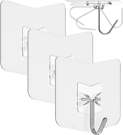 Heavy Duty Adhesive Wall Hooks, 33 lb, 3 Pack, Stainless Steel | 304 stainless steel waterproof hooks with strong adhesive Great for glass, tile, kitchens, bathrooms and towels