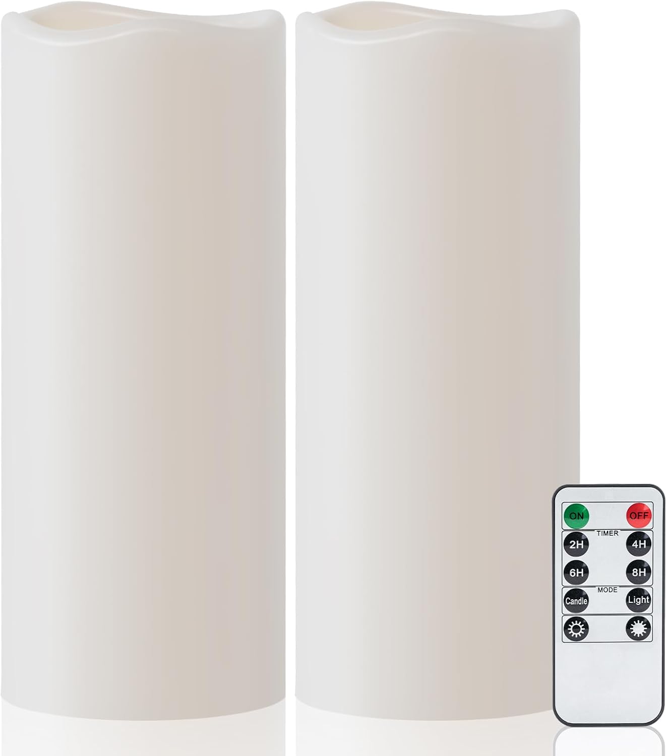 Amagic 3 Pack 4"x 6"8" 10" Outdoor Plastic Electric flameless Candles with Remote Control and Timer, Battery Operated Flickering LED Pillar Fake Candle for Home, Wedding Decor, Ivory