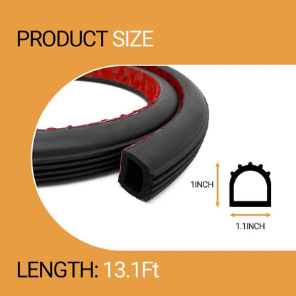 D Shape Foam Rubber Seal Strip, 1" Self-Adhesive EPDM Rubber Weather Stripping Gasket for Automotive, Boat, RV Slide Out Seal, Marine, Garage Doors/Window and More, 13.1Ft