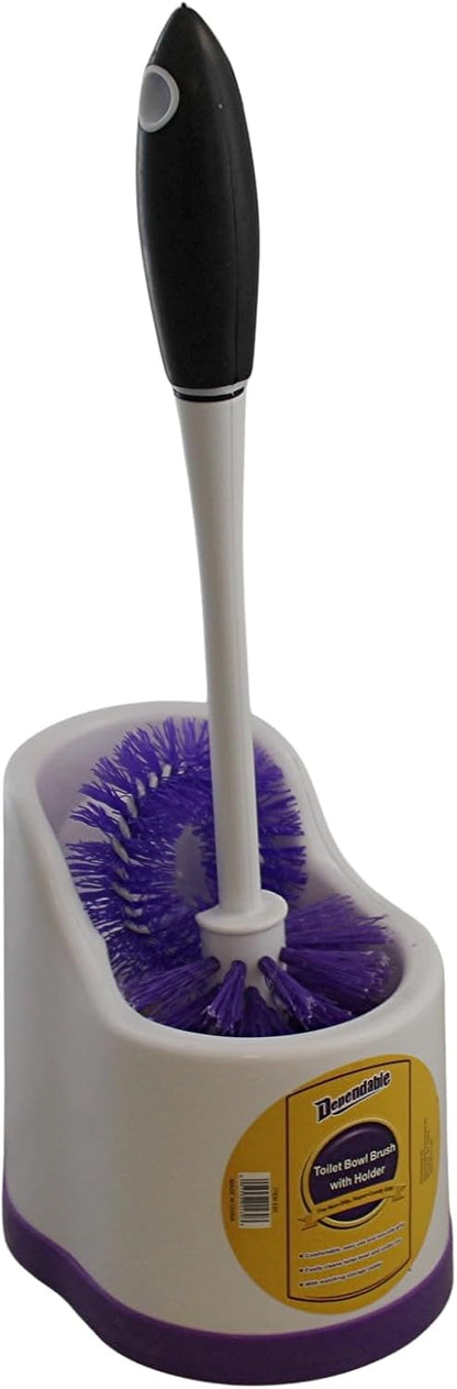 Toilet Brush and Holder Set with Under Rim Cleaner – Compact Bathroom Cleaning Brush with Stiff Bristles and Hygienic Plastic Stand – Deep Cleaning Toilet Bowl Brush System