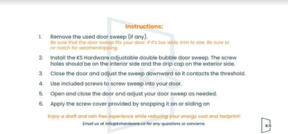 Patent Pending, Adjustable Double Bubble Door Sweep, Draft Stopper, Under Door Seal for Exterior Doors, 1 3/4" x 36" (Black 36 inch)