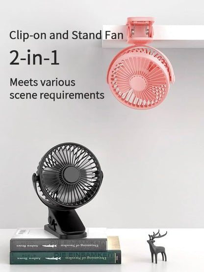 Compact USB Rechargeable Clip on Fan, 6 Inches Portable Personal Fan for Outdoors, Car Seat, Gym - Black