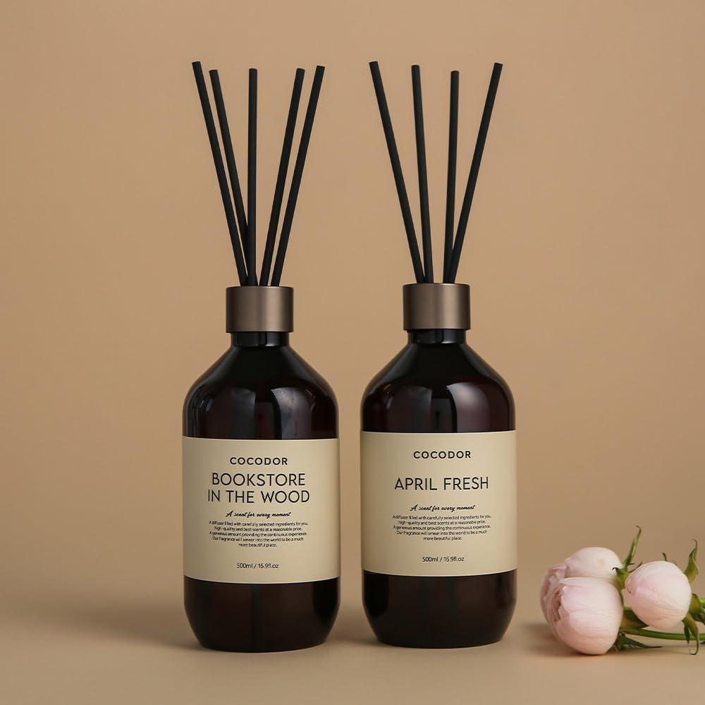 COCODOR Premium Reed Diffuser/Black Cherry /16.9oz /2 Pack/Large Capacity Fragrance Scent Oil Stick Diffuser Set for Bedroom Bathroom Home Décor