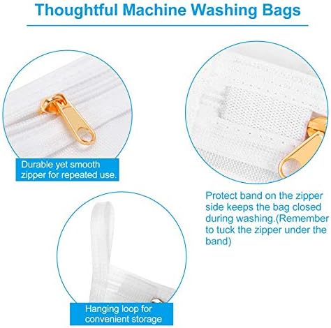 GOGOODA 2 Pack Delicates Laundry Bags, Fine Mesh Wash Bag with Hanging Loop | Large for Lingerie, Shirts, Sweaters, Underwear, Bra, Silk, Socks