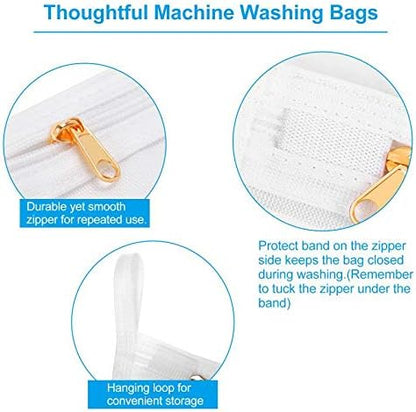 GOGOODA 2 Pack Delicates Laundry Bags, Fine Mesh Wash Bag with Hanging Loop | Large for Lingerie, Shirts, Sweaters, Underwear, Bra, Silk, Socks