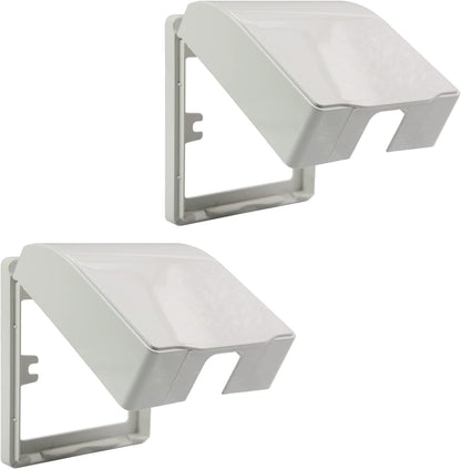 Heyiarbeit Weatherproof Cover Plug in Use Outlet Receptacle Protector 3.86"x4.33"x1.69"(LxWxH) for Retrofit Siding Construction 86 Type White 1Pcs