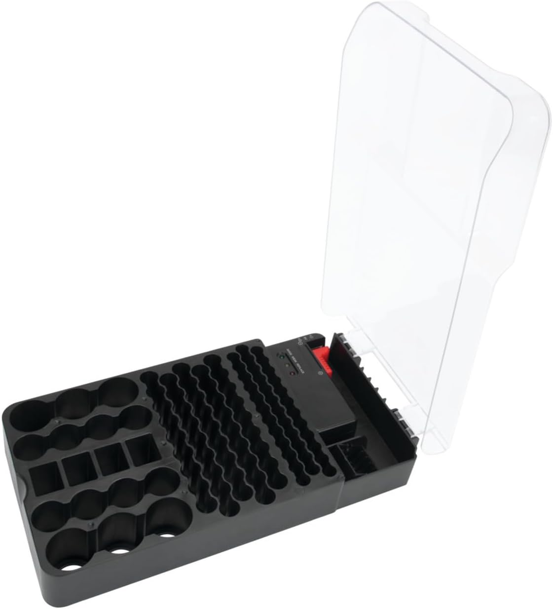 Performance Tool W3001 104 Slot Battery Organizer with Removable Tester - Keep Your Batteries Neatly Stored and Corrosion-Free