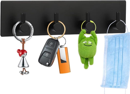 Picowe Key Holder for Christmas Wall Decorative, Adhesive Stainless Steel Key Hooks, Key Hanger Key Organizer Towel Hook Coat Hanger for Entryway Hallway Kitchen (Four Rows, Golden 1 PC)