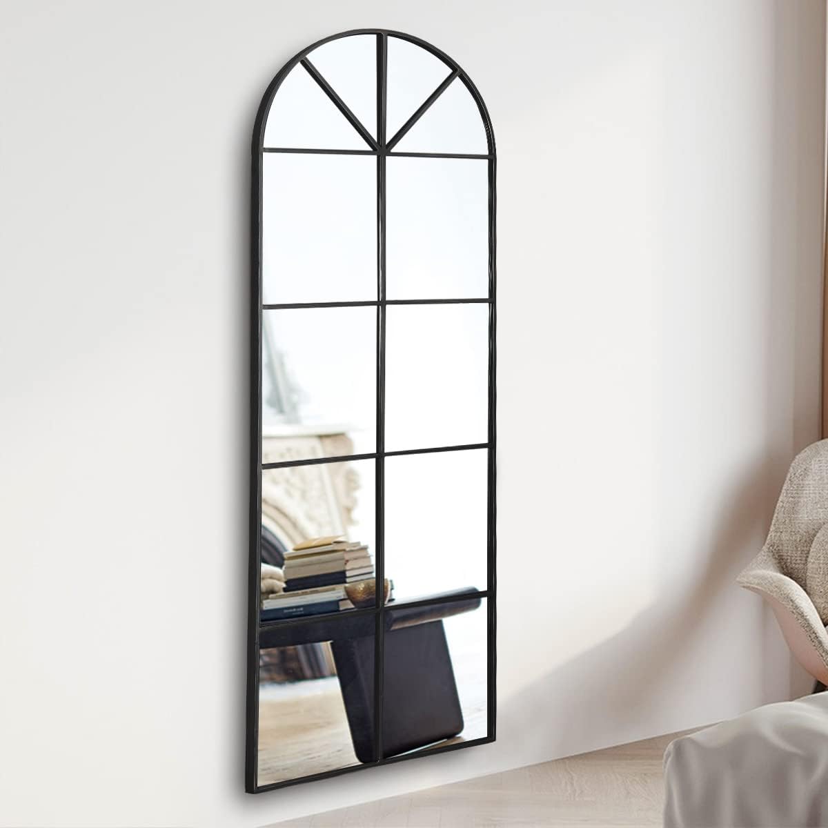 OGCAU Floor Full Length Mirror, 56"x20" Arched Full Body Mirror, Hanging or Leaning, Standing, Wall Mounted with Aluminum Frame for Bedroom Living Room, White
