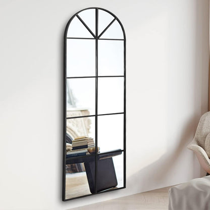 OGCAU Floor Full Length Mirror, 56"x20" Arched Full Body Mirror, Hanging or Leaning, Standing, Wall Mounted with Aluminum Frame for Bedroom Living Room, White