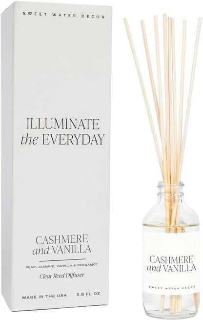 Sweet Water Decor Salt & Sea Reed Diffuser Set - Sea Salt Citrus & Musk Amber Scent Diffuser - Reed Diffusers for Home with Long Lasting Fragrance - Non-Toxic Oil Reed Diffuser - Made in the USA