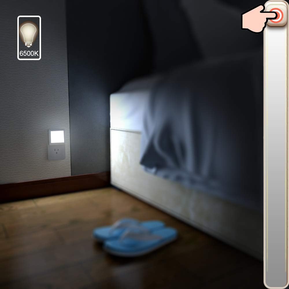 MAZ-TEK Plug-in Led Night Light with Auto Dusk to Dawn Sensor,Adjustable Brightness Warm White Lights for Hallway,Bedroom, Kids Room, Kitchen, Stairway, 2 Pack
