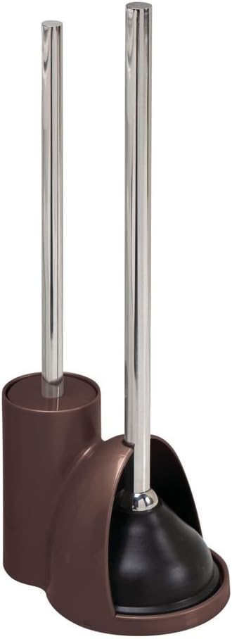 iDesign Slim Toilet Bowl Brush and Holder for Bathroom Storage - White/Brushed Stainless Steel, 1 x Toilet Brush | Bathroom Storage