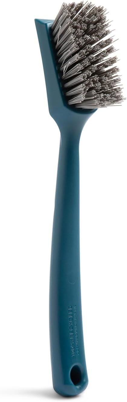 Full Circle Clean Ocean, Heavy Duty Dish Brush, Tough Bristles and Built-in Scraper, Perfect for Cast Iron, Sustainably Made 100% From Recycled Ghost Fishing Nets