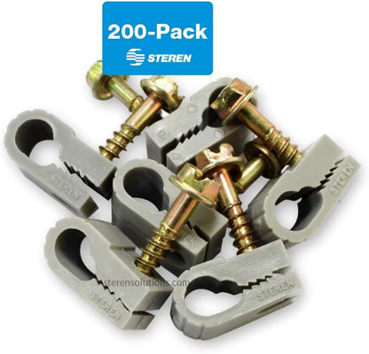 STEREN Coaxial Cable Clips - Cable Holder - Wire Clips - Siding Clips For Hanging - Cord Holder For Desk - Cable Clamps - Cord Clip - Wire Organizer Clips - Tv Mount Screws - Black - 100 Pack