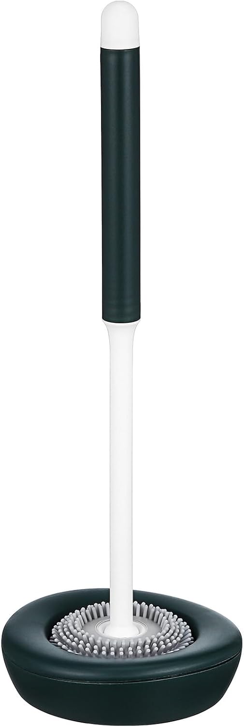 Ciieeo Silicone Toilet Brush with Holder Quick Drying Bathroom Cleaning Tool Round Head Scrubber for Toilet Bowl Efficient Rim Cleaner Essential