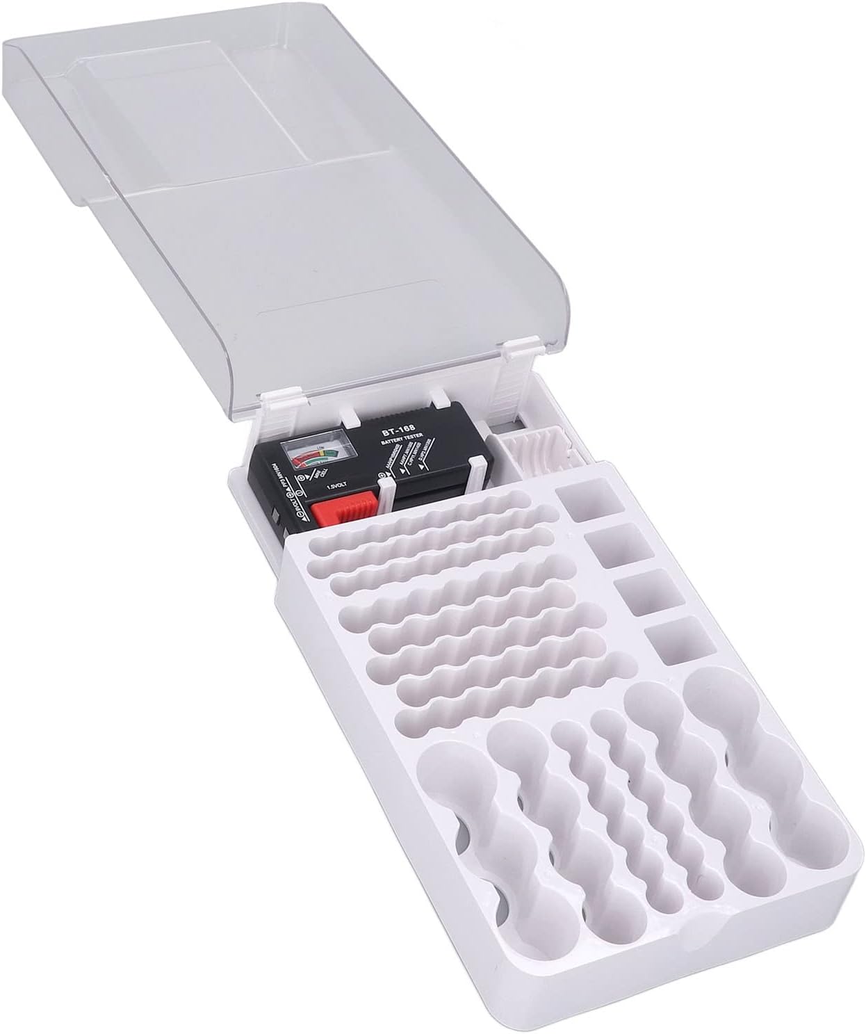 Zopsc Battery Storage Box, Carrying Case with Capacity Test Instrument, Holder Organizer for Car Home