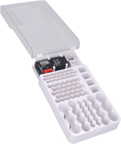 Zopsc Battery Storage Box, Carrying Case with Capacity Test Instrument, Holder Organizer for Car Home