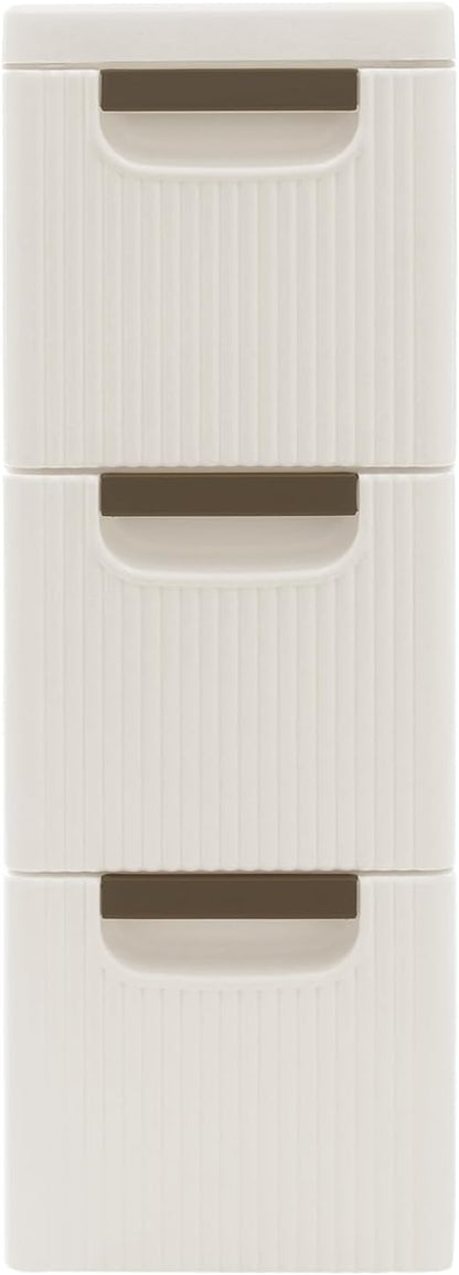 3 Drawers Slim Bathroom Storage Cabinet,Narrow Plastic Storage Cart,Rolling Dresser on Wheels for Bedroom,Living Room,Bathroom,Kitchen