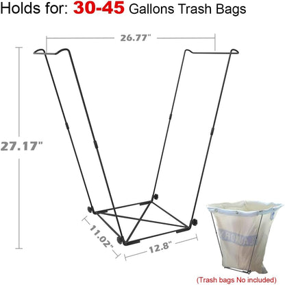 Artigarden Garden Trash Bag Holder - Outdoor Leaf Bag Support Stand Multi-Use Metal Garbage Bag Holder Frame Holds 30-45 Gallons Bag for Camping Leaves Gardening Parties Yard Weeding (Black)