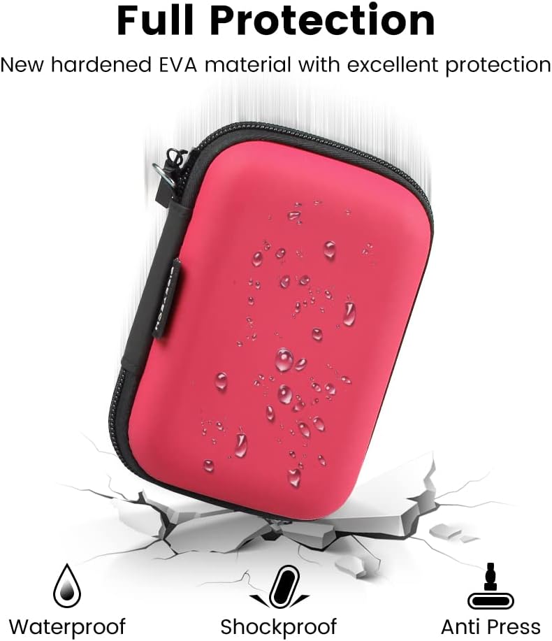 Earbud Case, RISETECH Hard EVA Earphone Carrying Case Holder Headphone Small Pouch Electronic Organizer Travel Bag for EarPods, Airpods, Beats Flex, Bose Wireless Wired Earbuds, USB Flash Drive -Red