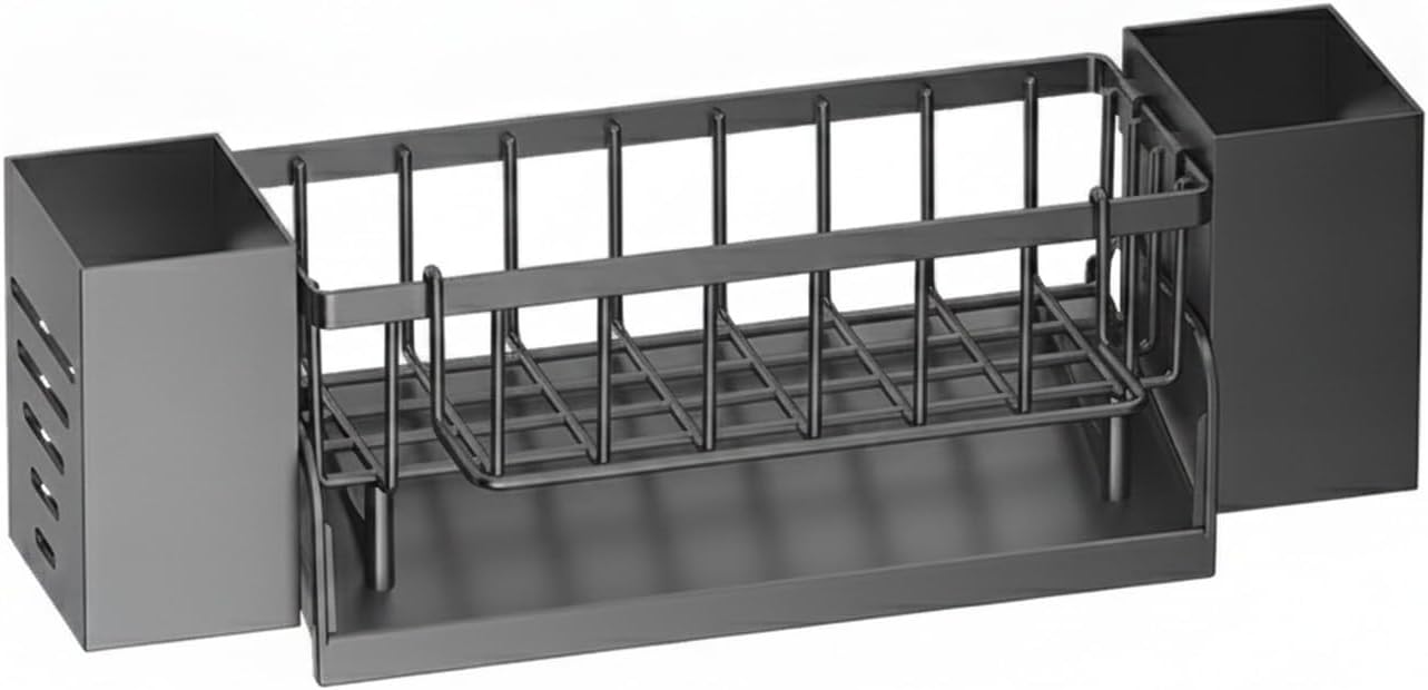 Wall-Mounted Storage Organizer for Kitchen Utensils, Compact Organizer with Chopstick Holder and Hanging Rod, PP Plastic, 13 x 3.3 x 1.6 Inches (1 PC)
