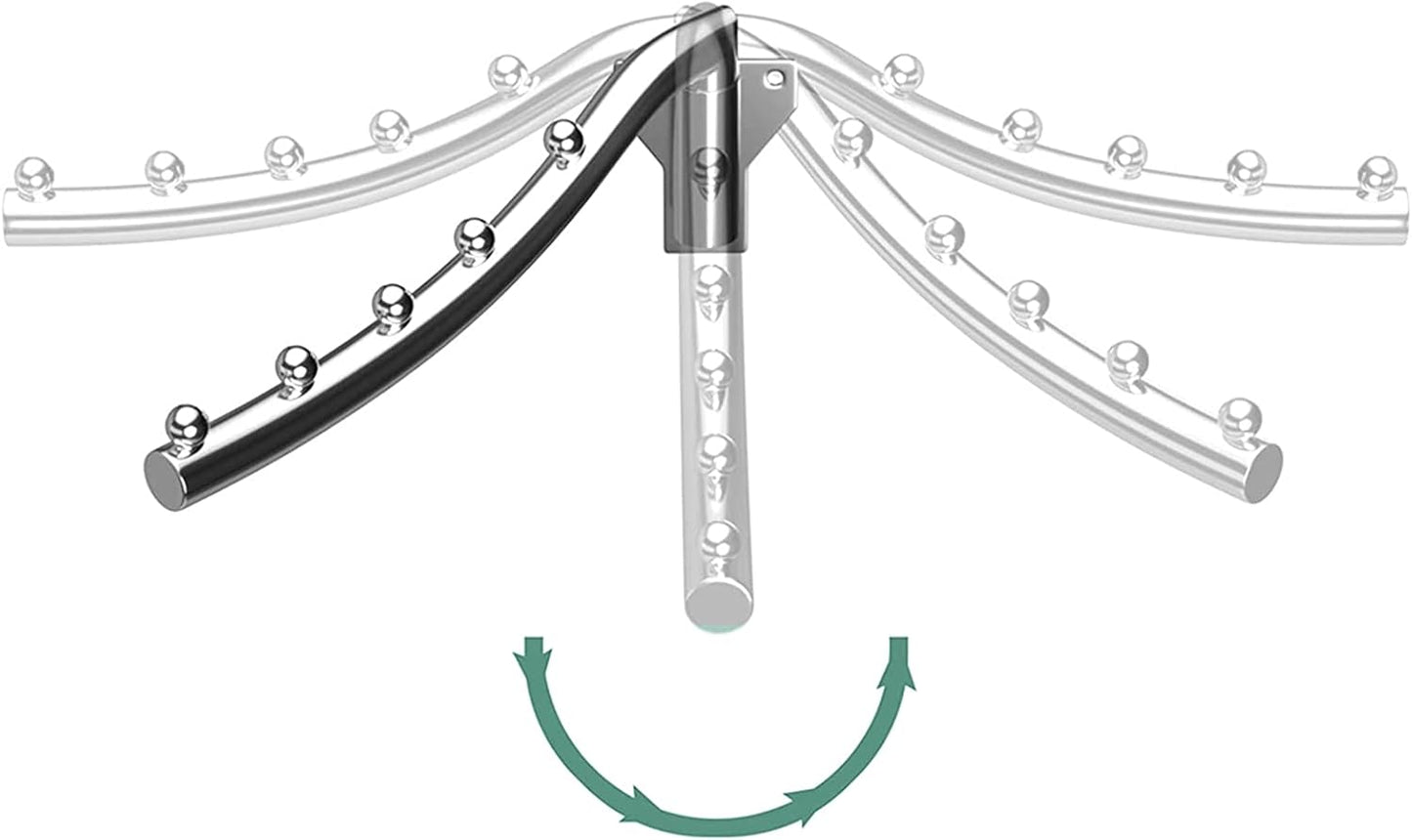 Mounted Folding Clothes Hanger Rack, Stainless Steel Laundry Hanger Dryer Rack with Swing Arm Holder Space Saving Clothes Hook Closet Storage Organizer Heavy Duty Drying Rack with 7 Hooks Coat Rack